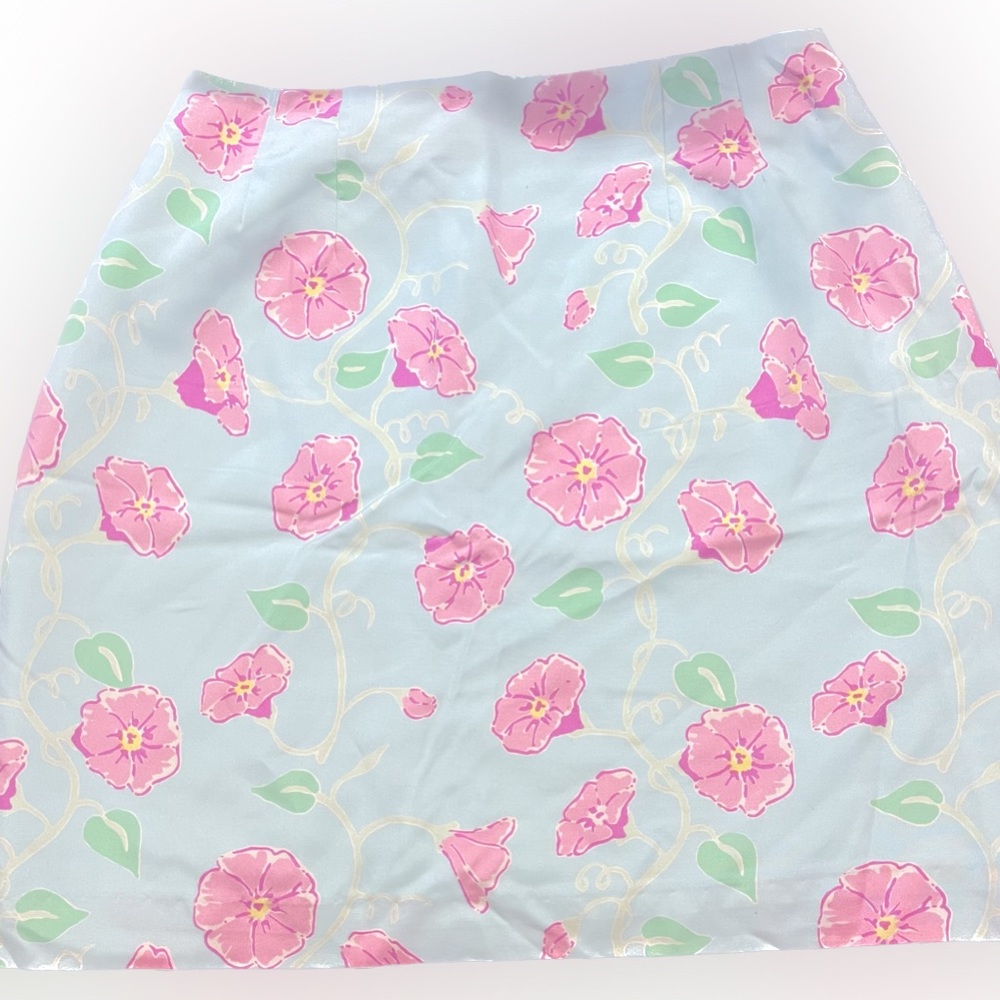 Lilly Pulitzer Morning Glory Print Silk Skirt Size 8